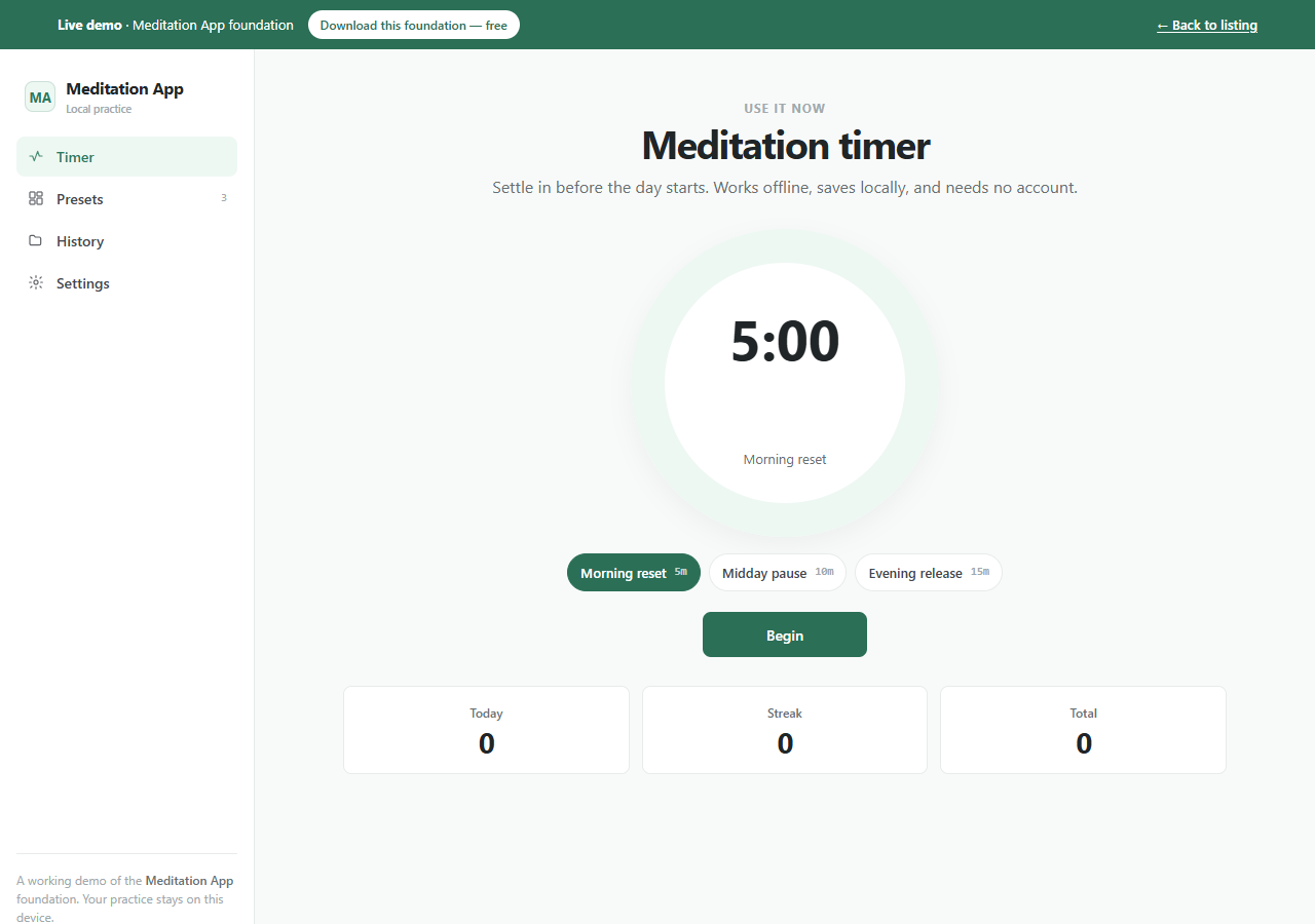 Meditation App: App overview